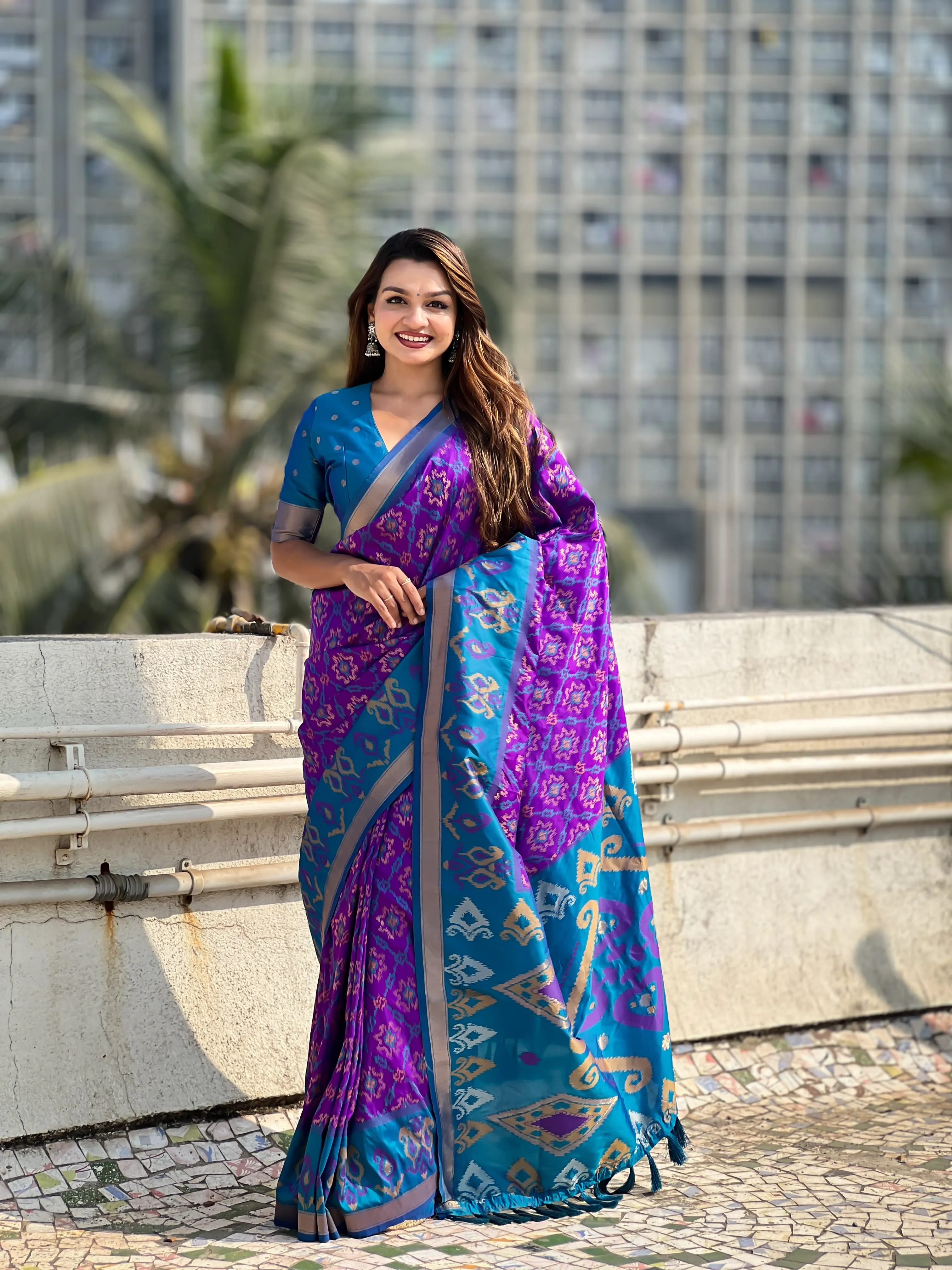 Buy Satarangi Ikkat Premium Saree in Surat - Reseller Bazzar